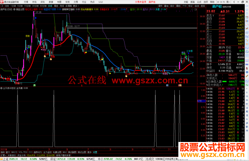 通达信主升浪中短线操作副图/选股预警 源码